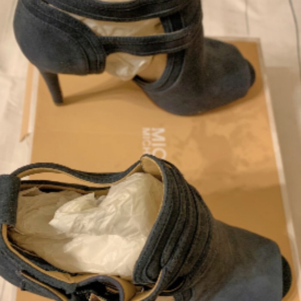 MICHAEL MICHAEL KORS Blaze Suede Open-Toe Bootie Size 9 M in Admiral Blue - Picture 5 of 8